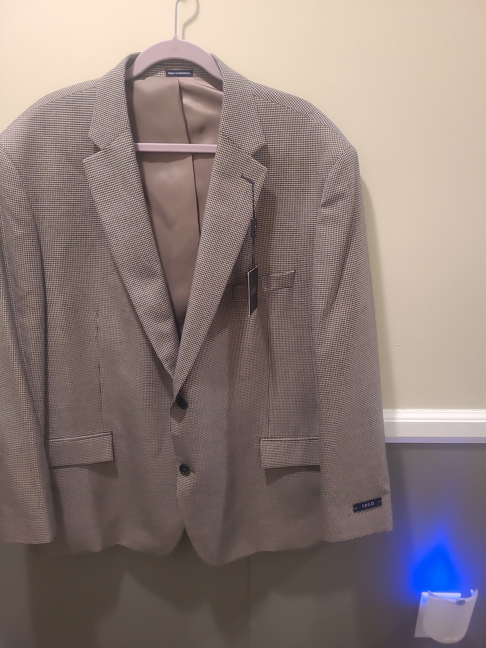 IZOD Blazer Jacket Sport Coat Mens 50R Black/White Houndstooth Business NWT